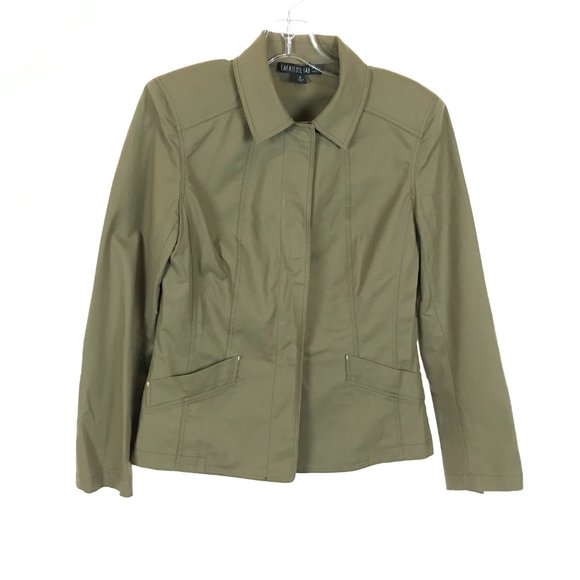Womens Size 6 Lafayette 148 New York Green Military Inspired Button Front Jacket - Picture 2 of 5
